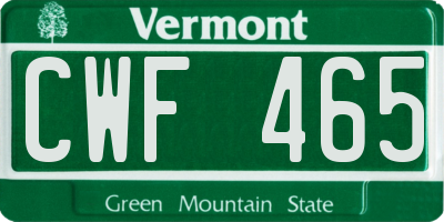 VT license plate CWF465