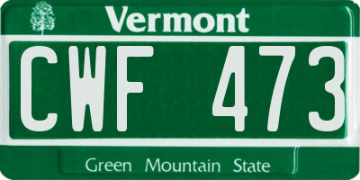 VT license plate CWF473