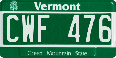 VT license plate CWF476