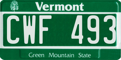 VT license plate CWF493