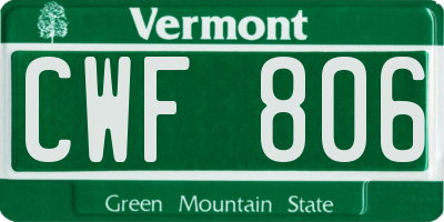VT license plate CWF806