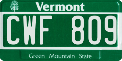 VT license plate CWF809