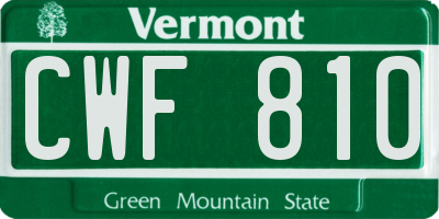 VT license plate CWF810
