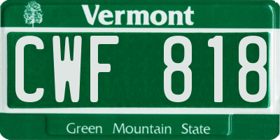VT license plate CWF818