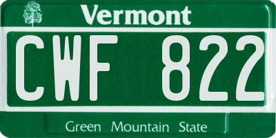 VT license plate CWF822