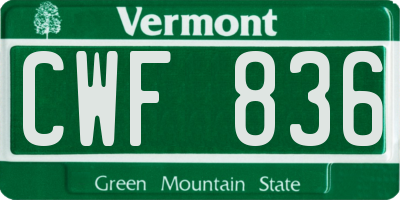 VT license plate CWF836