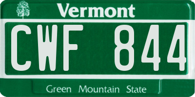 VT license plate CWF844