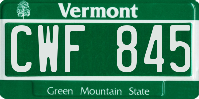 VT license plate CWF845