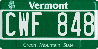 VT license plate CWF848