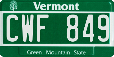 VT license plate CWF849