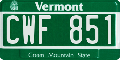 VT license plate CWF851