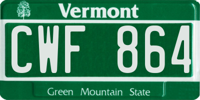VT license plate CWF864