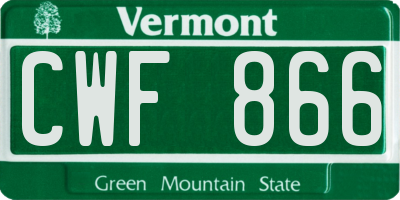VT license plate CWF866