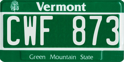 VT license plate CWF873