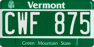 VT license plate CWF875