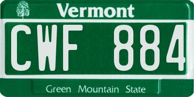 VT license plate CWF884
