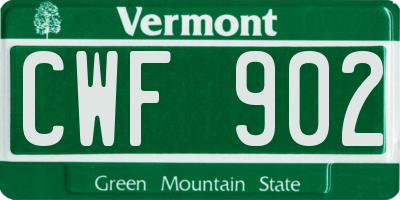 VT license plate CWF902