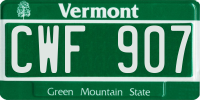 VT license plate CWF907