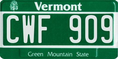 VT license plate CWF909