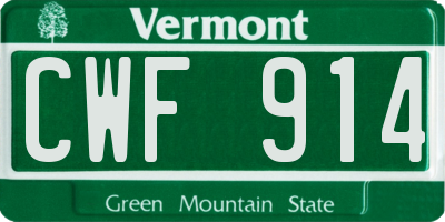 VT license plate CWF914