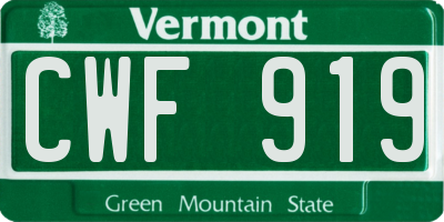 VT license plate CWF919