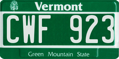 VT license plate CWF923