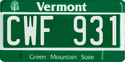 VT license plate CWF931