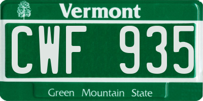 VT license plate CWF935