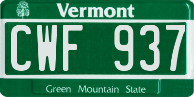 VT license plate CWF937