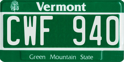 VT license plate CWF940