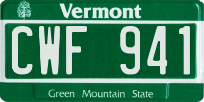 VT license plate CWF941