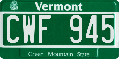 VT license plate CWF945