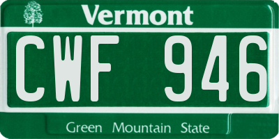 VT license plate CWF946