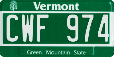 VT license plate CWF974