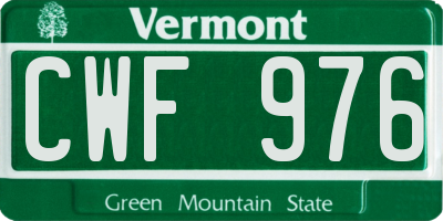 VT license plate CWF976