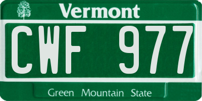 VT license plate CWF977