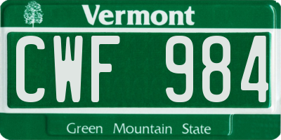 VT license plate CWF984