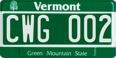 VT license plate CWG002