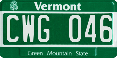 VT license plate CWG046