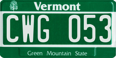 VT license plate CWG053