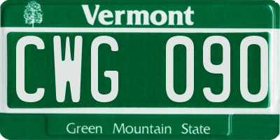 VT license plate CWG090