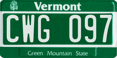 VT license plate CWG097