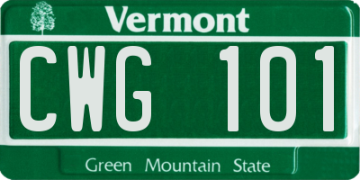 VT license plate CWG101