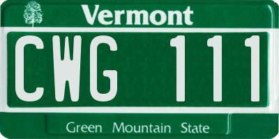 VT license plate CWG111