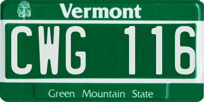 VT license plate CWG116