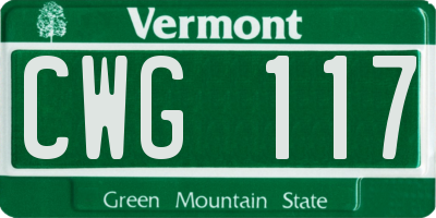 VT license plate CWG117