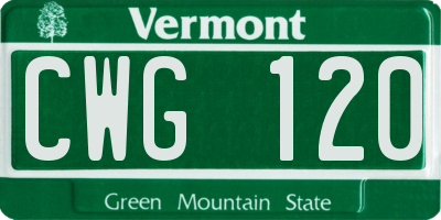 VT license plate CWG120