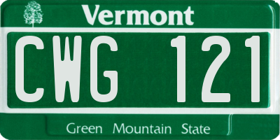 VT license plate CWG121