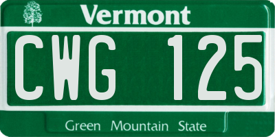 VT license plate CWG125
