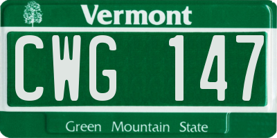 VT license plate CWG147